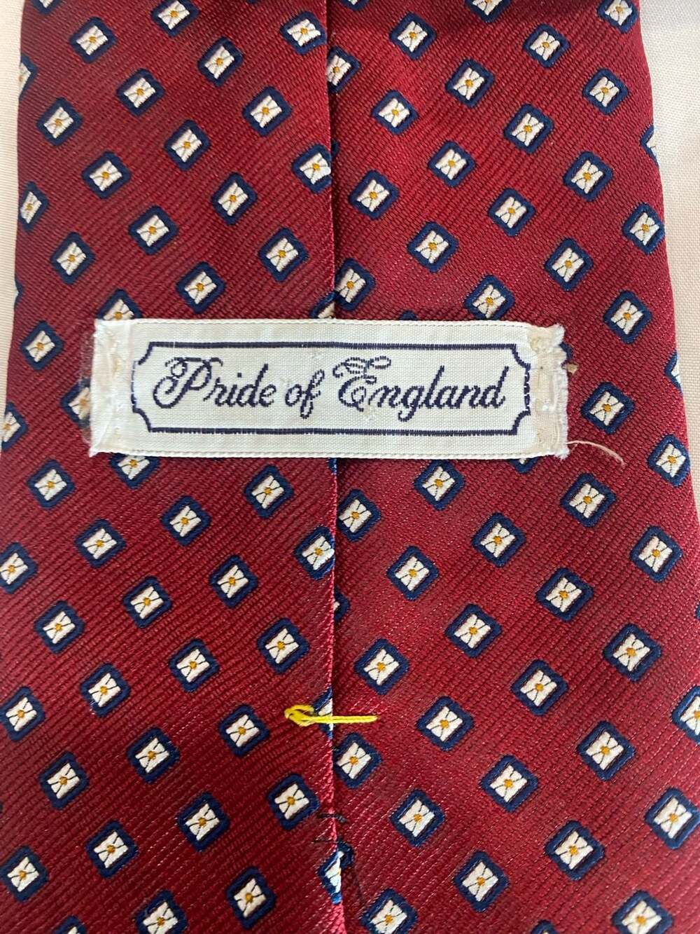 Pride of England Vintage Red Silk Diamond Foulard Necktie Made for Joe's Mens St